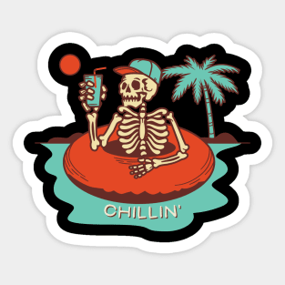 Chilling Skeleton Retro Sticker